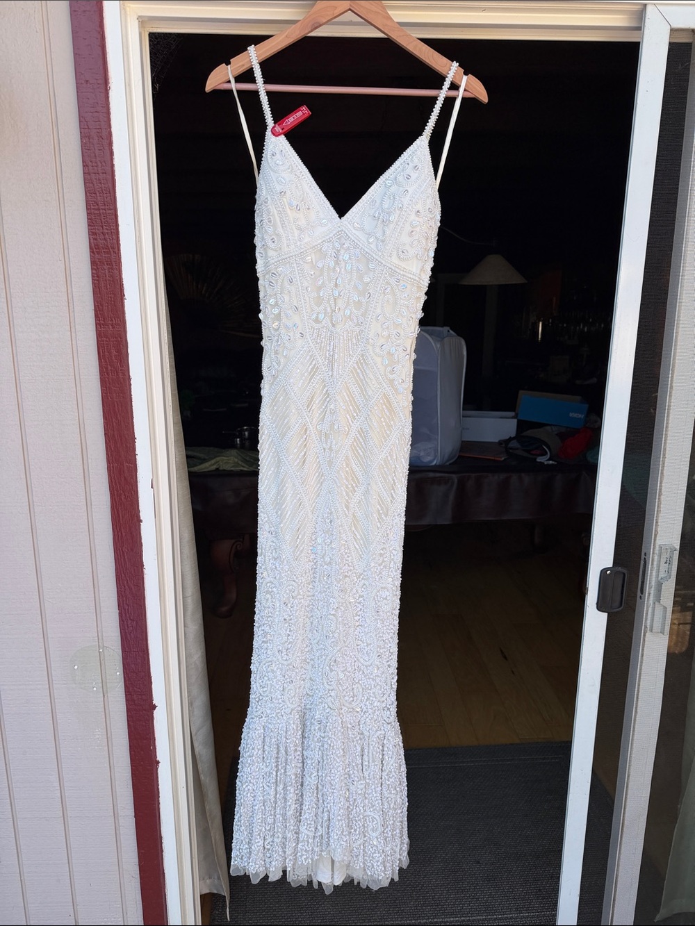 LARA White Sequin Lace Bridal Robe